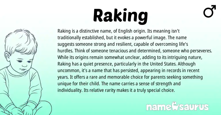 Infographic about Raking name meaning, Raking is a name from English origin(s).