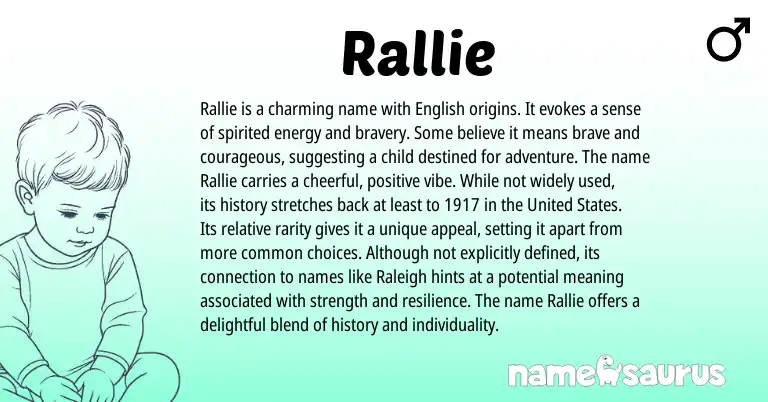 Infographic about Rallie name meaning, Rallie is a name from English origin(s).