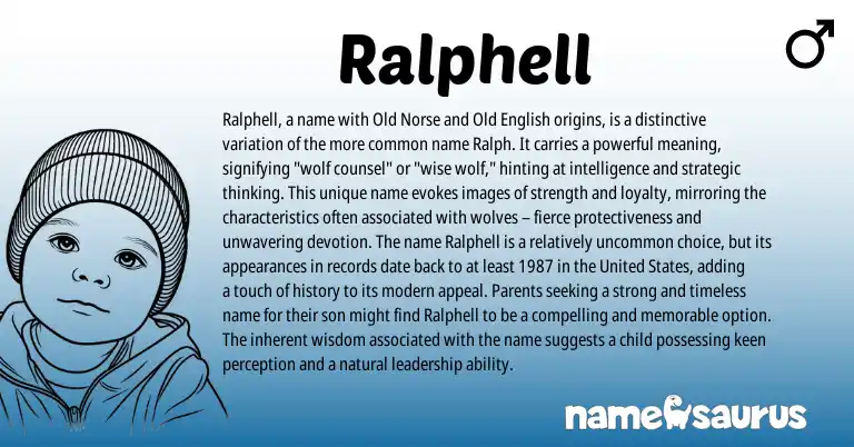 Infographic about Ralphell name meaning, Ralphell is a name from English origin(s).