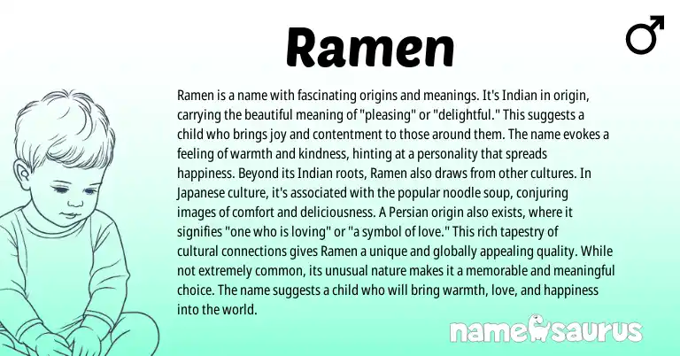 Infographic about Ramen name meaning, Ramen is a name from Indian origin(s).