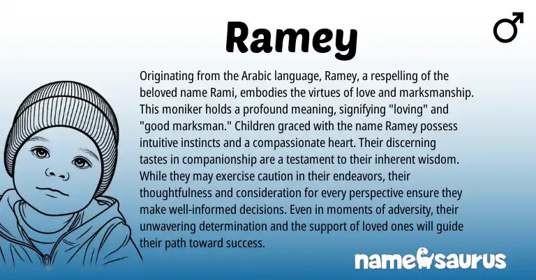 Infographic about Ramey name meaning, Ramey is a name from Arabic, Even origin(s).