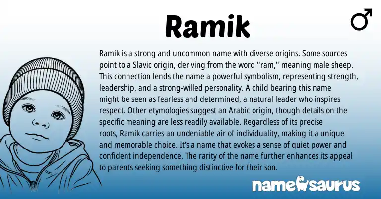 Infographic about Ramik name meaning, Ramik is a name from Slavic origin(s).