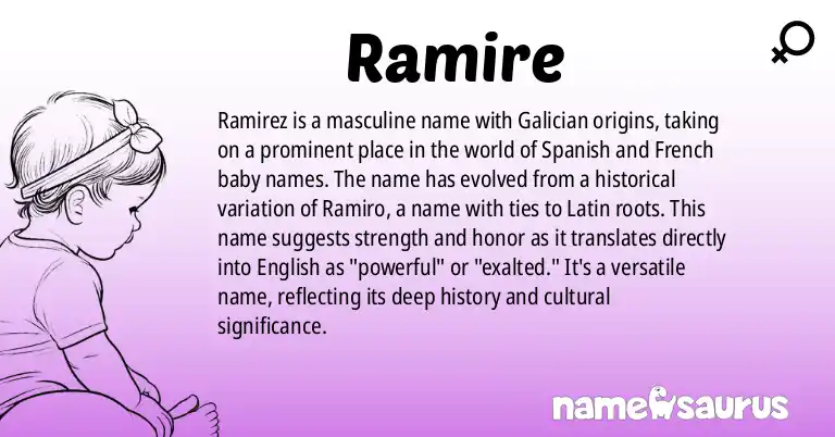 Infographic about Ramire name meaning, Ramire is a name from History (Gallicized) origin(s).