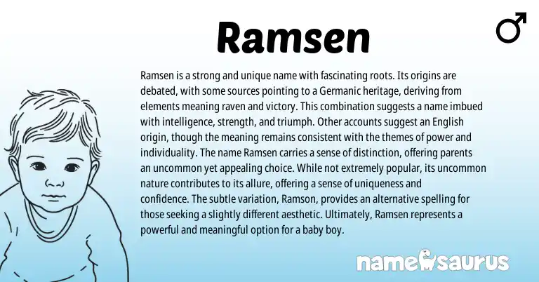 Infographic about Ramsen name meaning, Ramsen is a name from Germanic origin(s).