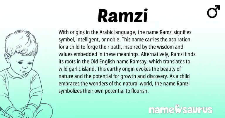 Infographic about Ramzi name meaning, Ramzi is a name from Old English, Arabic origin(s).