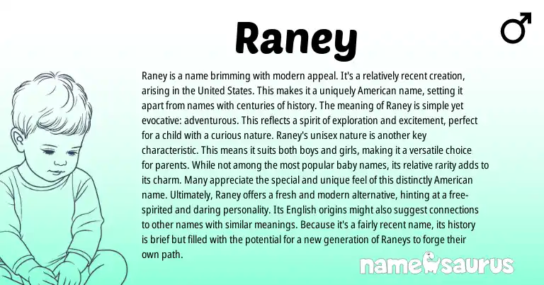 Infographic about Raney name meaning, Raney is a name from English origin(s).