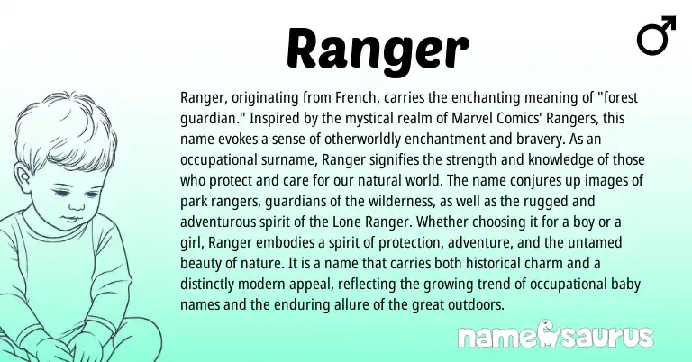 Infographic about Ranger name meaning, Ranger is a name from French origin(s).