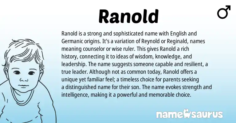 Infographic about Ranold name meaning, Ranold is a name from Germanic, English origin(s).