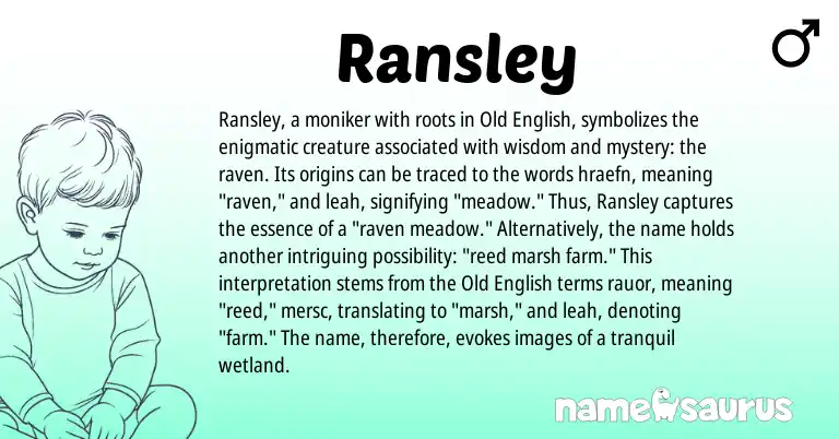 Infographic about Ransley name meaning, Ransley is a name from Old English origin(s).