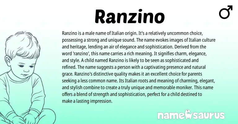 Infographic about Ranzino name meaning, Ranzino is a name from Italian origin(s).