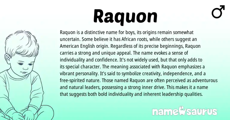 Infographic about Raquon name meaning, Raquon is a name from African origin(s).