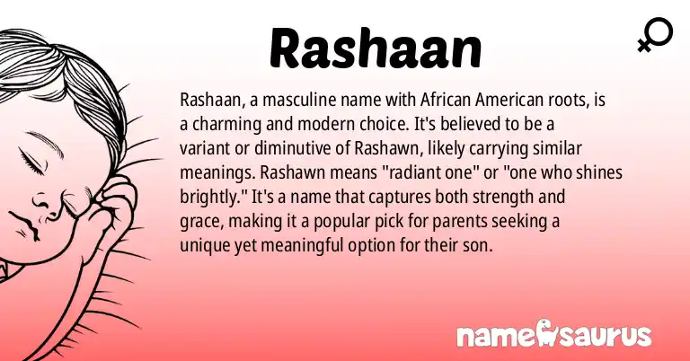 Infographic about Rashaan name meaning, Rashaan is a name from African American origin(s).