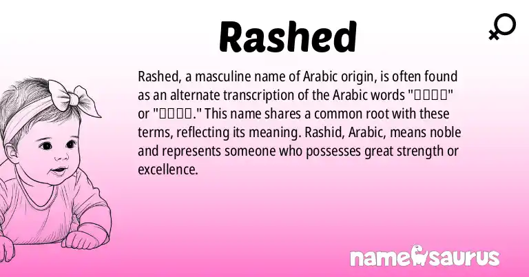 Infographic about Rashed name meaning, Rashed is a name from Arabic origin(s).