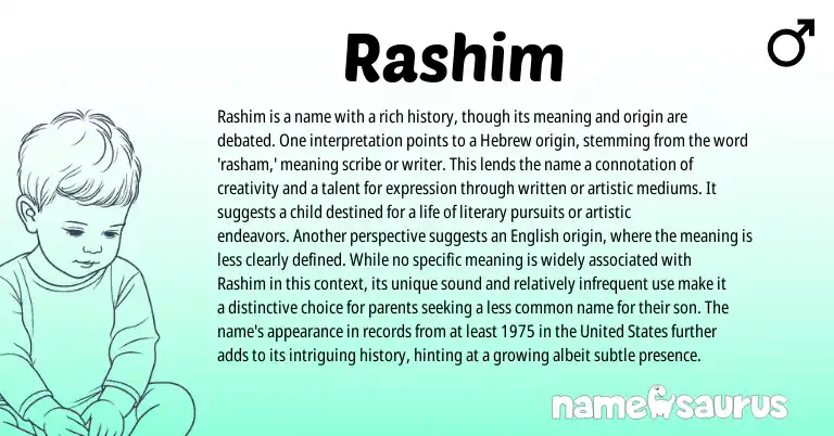 Infographic about Rashim name meaning, Rashim is a name from Hebrew origin(s).
