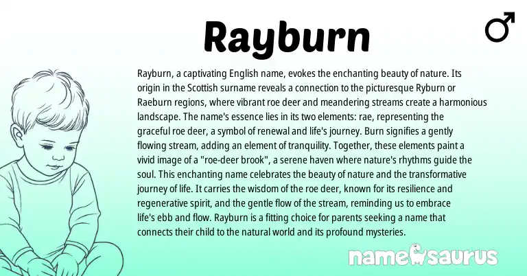 Infographic about Rayburn name meaning, Rayburn is a name from English, Scottish origin(s).