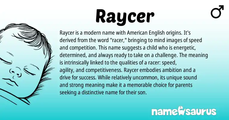 Infographic about Raycer name meaning, Raycer is a name from English origin(s).