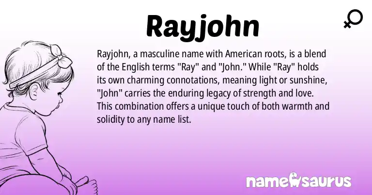 Infographic about Rayjohn name meaning, Rayjohn is a name from English (American) origin(s).
