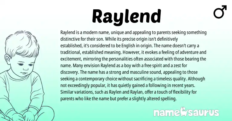 Infographic about Raylend name meaning, Raylend is a name from Other origin(s).