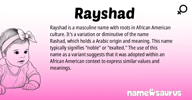 Infographic about Rayshad name meaning, Rayshad is a name from African American origin(s).