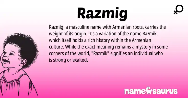 Infographic about Razmig name meaning, Razmig is a name from Armenian origin(s).