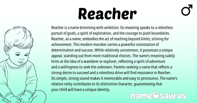 Infographic about Reacher name meaning, Reacher is a name from Latin, English origin(s).