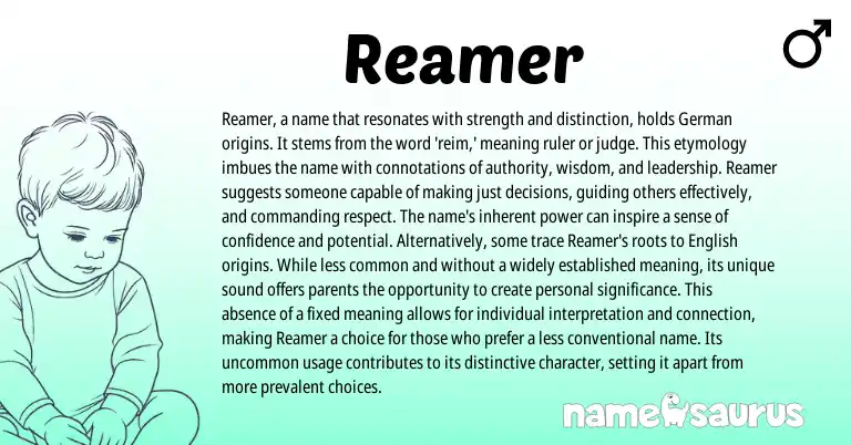 Infographic about Reamer name meaning, Reamer is a name from Germanic, English origin(s).