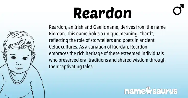 Infographic about Reardon name meaning, Reardon is a name from Irish, Gaelic, Celtic origin(s).