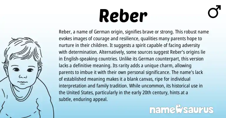 Infographic about Reber name meaning, Reber is a name from Germanic origin(s).