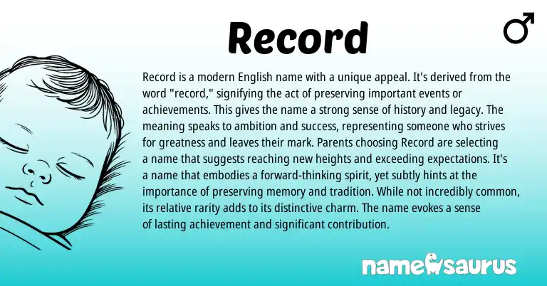 Infographic about Record name meaning, Record is a name from English origin(s).