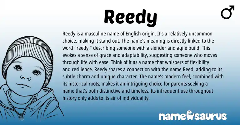 Infographic about Reedy name meaning, Reedy is a name from English origin(s).