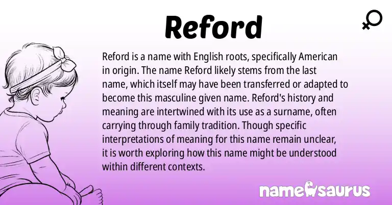 Infographic about Reford name meaning, Reford is a name from English (American) origin(s).
