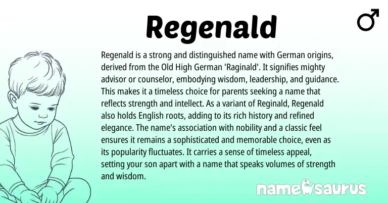 Infographic about Regenald name meaning, Regenald is a name from Germanic origin(s).
