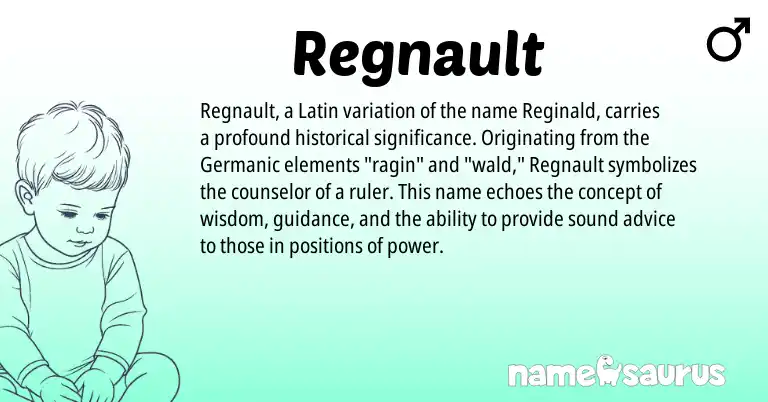 Infographic about Regnault name meaning, Regnault is a name from Germanic, Latin origin(s).