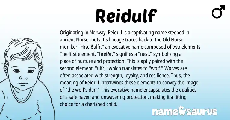 Infographic about Reidulf name meaning, Reidulf is a name from Norway, Old Norse, Norse origin(s).