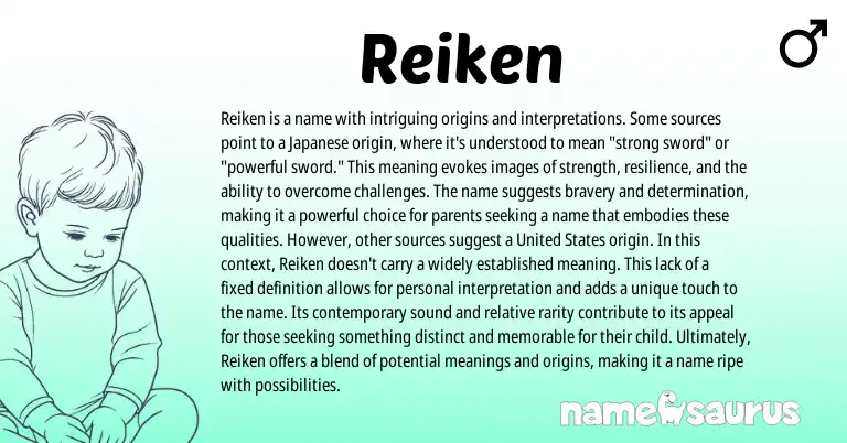 Infographic about Reiken name meaning, Reiken is a name from Japanese origin(s).