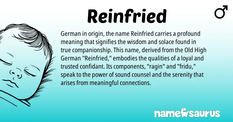 Infographic about Reinfried name meaning, Reinfried is a name from Old High German, German origin(s).