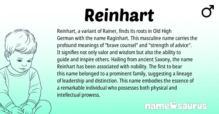 Infographic about Reinhart name meaning, Reinhart is a name from Old High German origin(s).