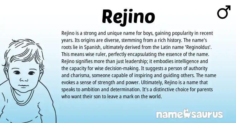 Infographic about Rejino name meaning, Rejino is a name from Latin, Spanish origin(s).