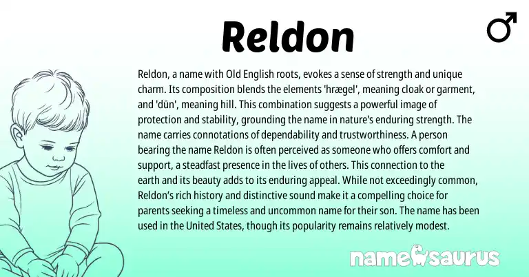 Infographic about Reldon name meaning, Reldon is a name from English origin(s).
