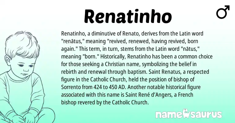 Infographic about Renatinho name meaning, Renatinho is a name from French, Latin origin(s).