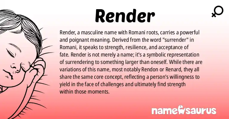 Infographic about Render name meaning, Render is a name from Romani origin(s).