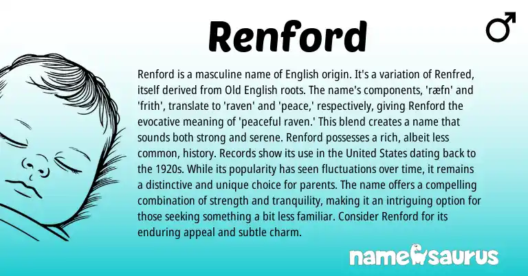 Infographic about Renford name meaning, Renford is a name from English origin(s).