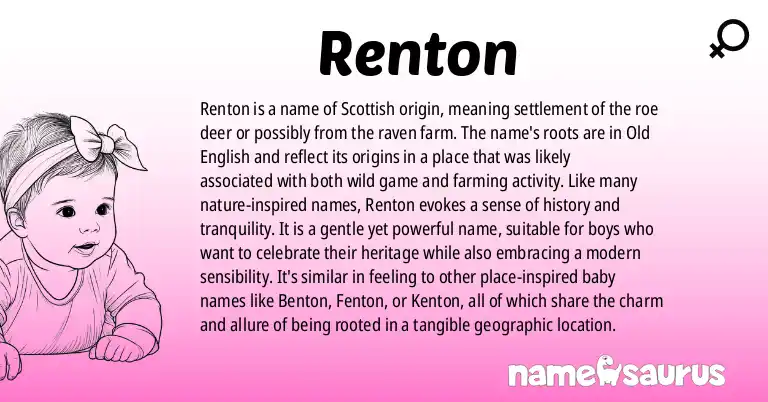 Infographic about Renton name meaning, Renton is a name from Scottish, British origin(s).
