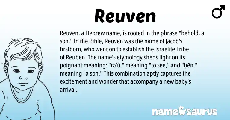 Infographic about Reuven name meaning, Reuven is a name from Hebrew origin(s).