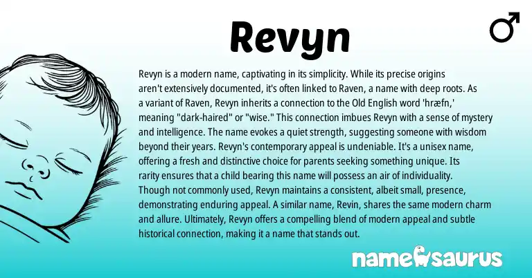 Infographic about Revyn name meaning, Revyn is a name from English origin(s).
