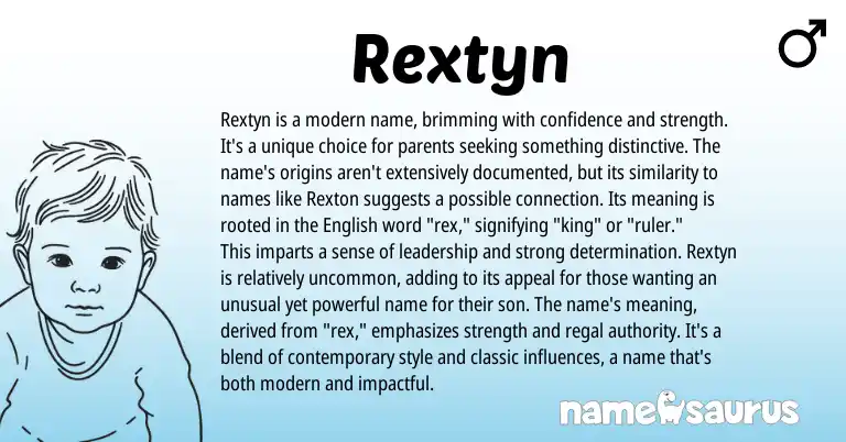Infographic about Rextyn name meaning, Rextyn is a name from English origin(s).