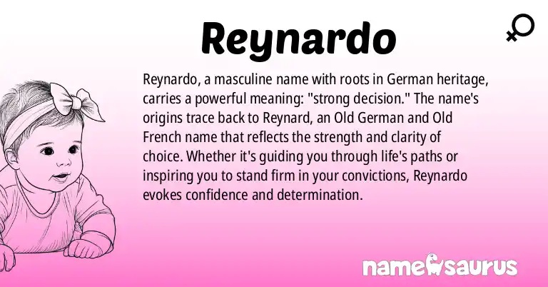 Infographic about Reynardo name meaning, Reynardo is a name from German origin(s).