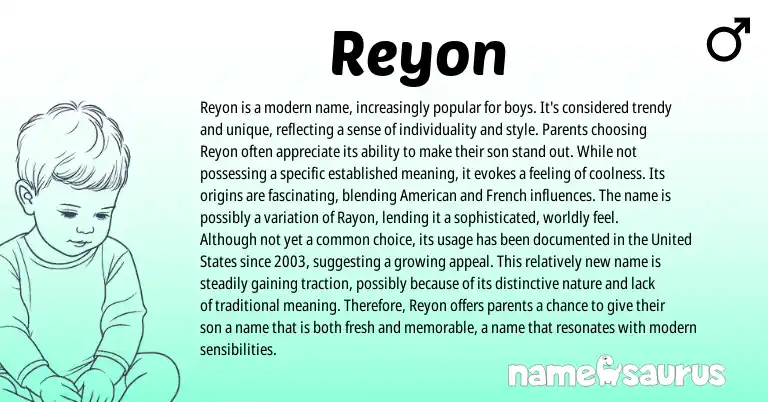 Infographic about Reyon name meaning, Reyon is a name from Other origin(s).