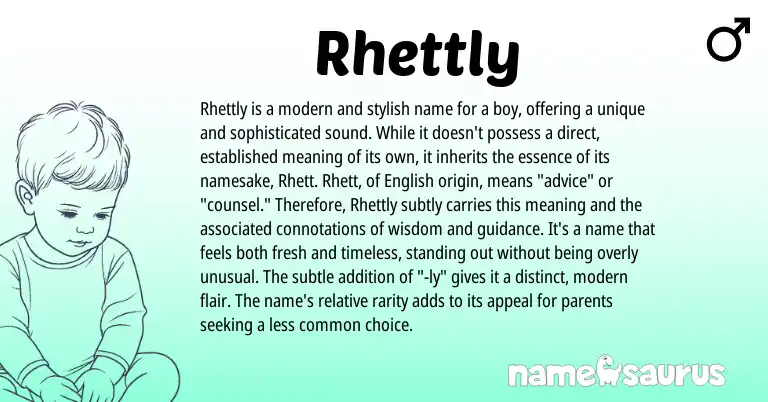 Infographic about Rhettly name meaning, Rhettly is a name from English origin(s).