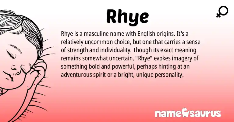 Infographic about Rhye name meaning, Rhye is a name from English origin(s).